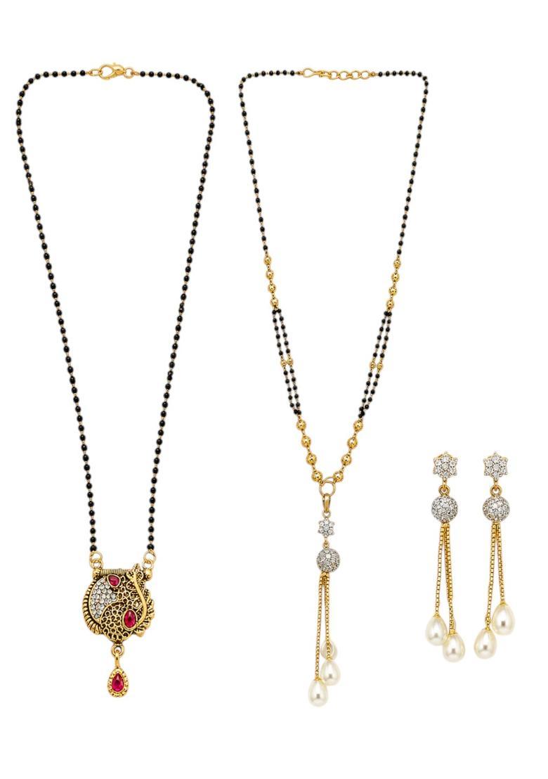 Golden Alloy Mangalsutra Set - Indya