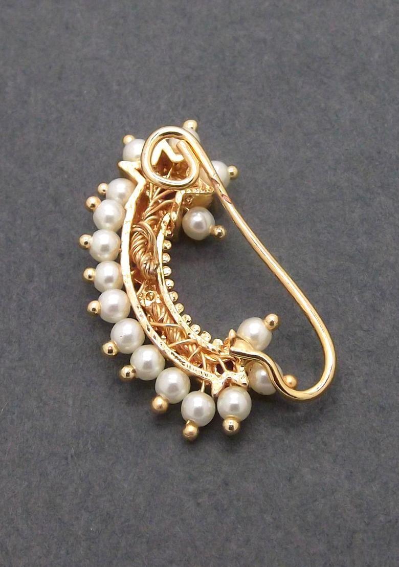 Golden Alloy Nose Ring - Indya