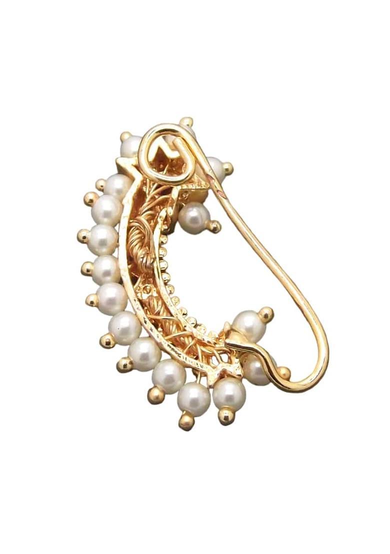 Golden Alloy Nose Ring - Indya