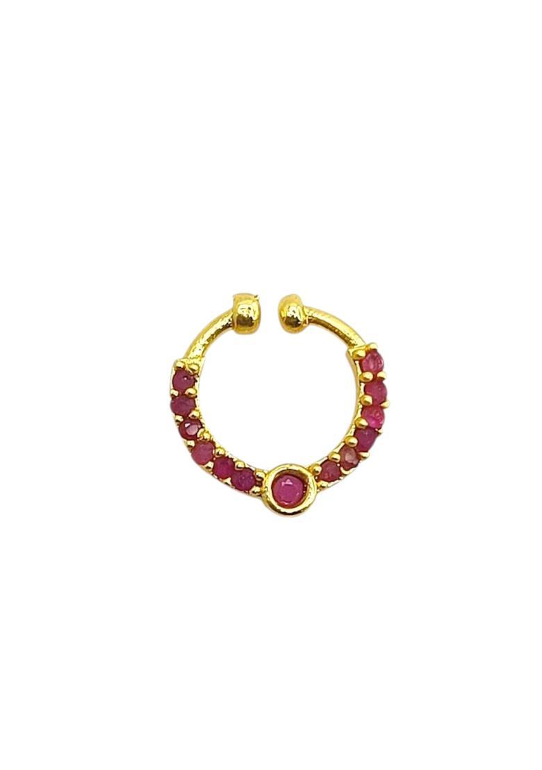 Golden Alloy Nose Ring - Indya
