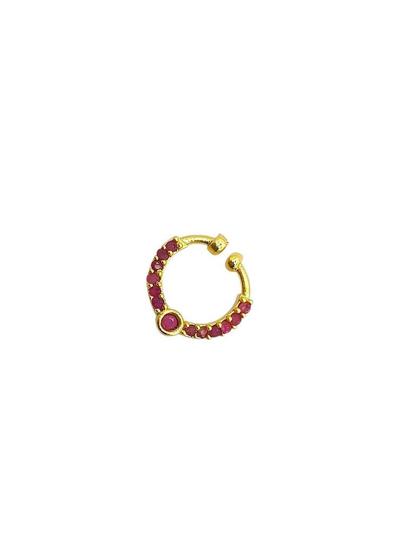Golden Alloy Nose Ring - Indya