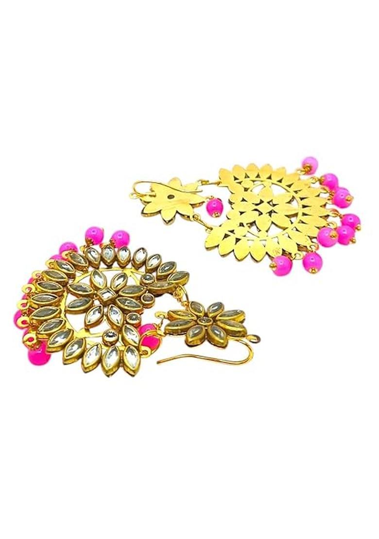 Golden Alloy Tikka And Earrings Set - Indya