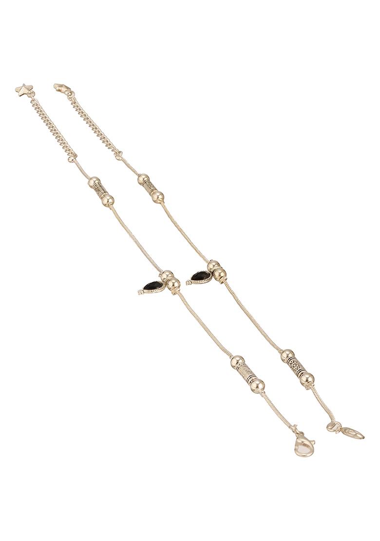 Silver Plated Artificial Stones And Beads Anklet