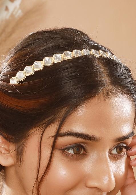 Gold Plated Kundan Studded Matha Patti Head Jewellery