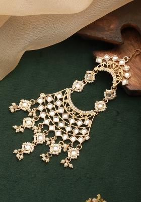 Gold Plated Kundan Studded Jhumar Passa Head Jewellery