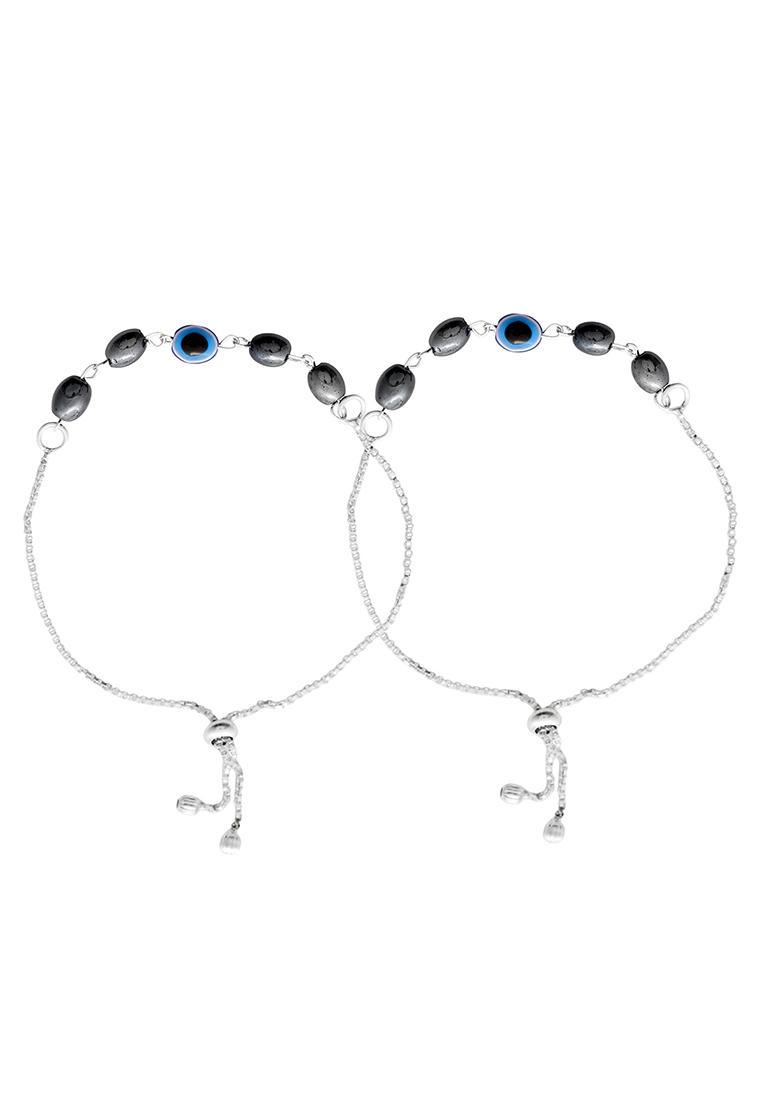 Stylish Oxidized Silver And Blue Beaded Anklet  And  Elegant And Trendy
