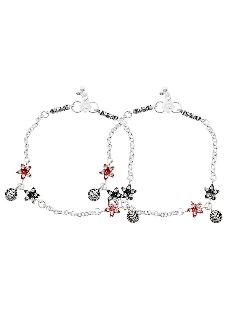 Elegant Silver Plated Star Charm Chain Anklet