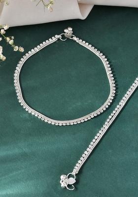 Elegant Silver Plated Rhinestone Anklet