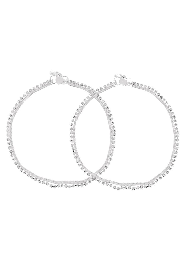 Elegant Silver Plated Rhinestone Anklet