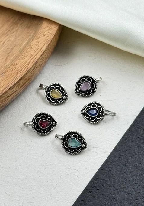 Gold Plated Artificial Stones And Beads Stud Nosepin