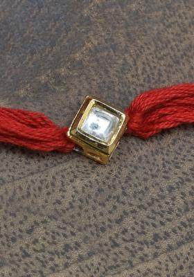 Red Gold Tone Kundan Rakhi