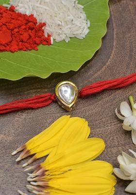 Red Gold Tone Kundan Rakhi