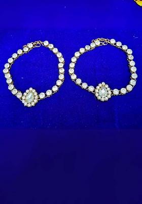 White Solid Brass Anklet