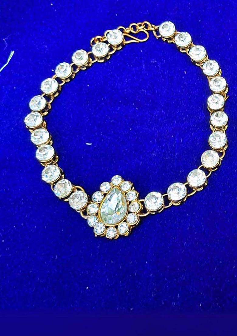White Solid Brass Anklet - Indya