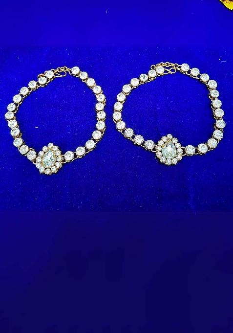 White Solid Brass Anklet