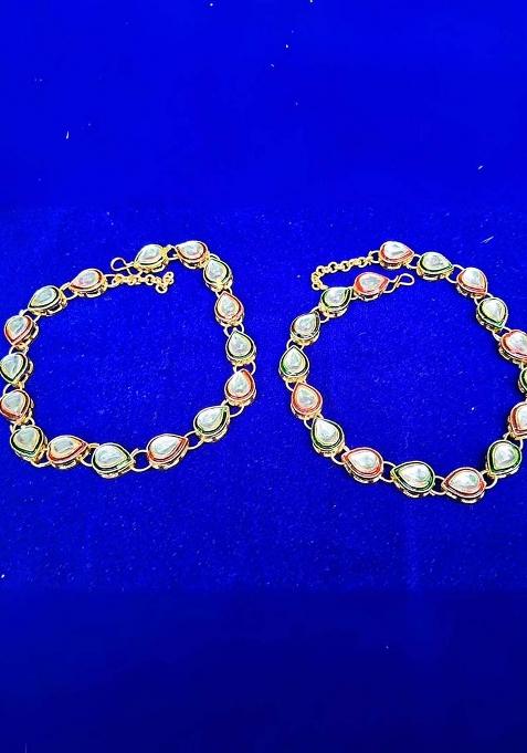 Multicolor Solid Brass Anklet