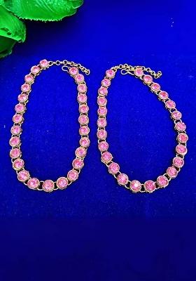 Pink Solid Brass Anklet