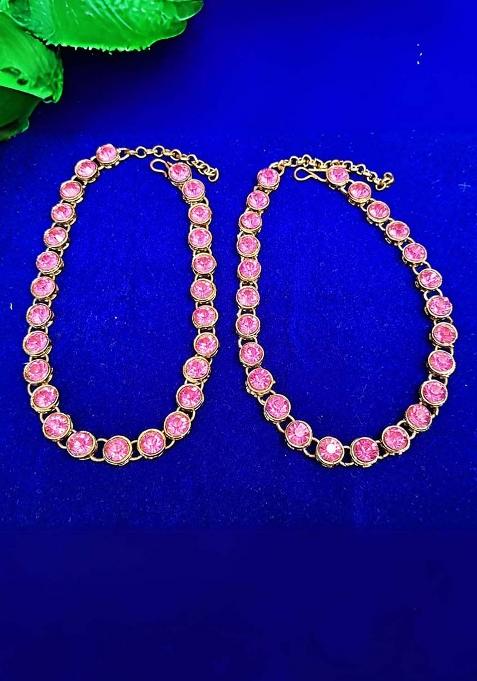 Pink Solid Brass Anklet