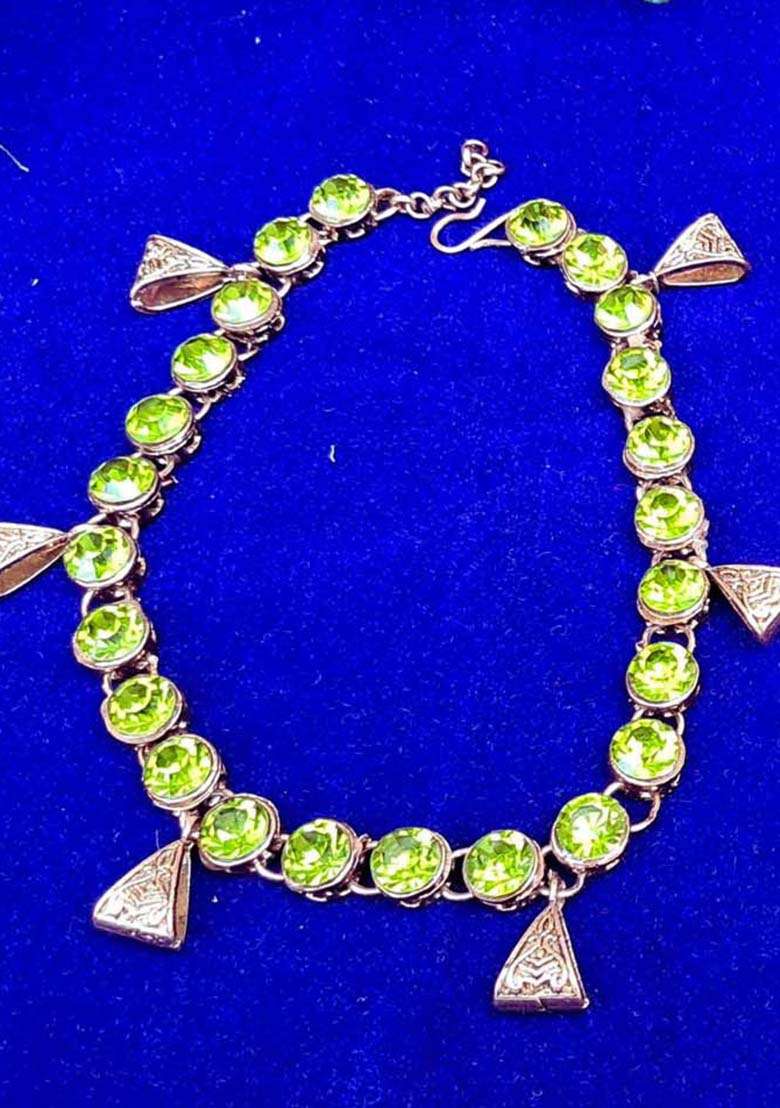 Light Green Solid Brass Anklet - Indya