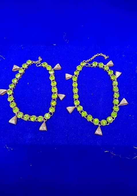 Light Green Solid Brass Anklet