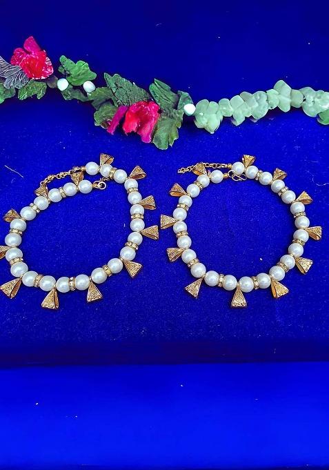 White Solid Brass Anklet