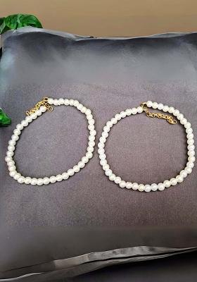 White Solid Moti Anklet