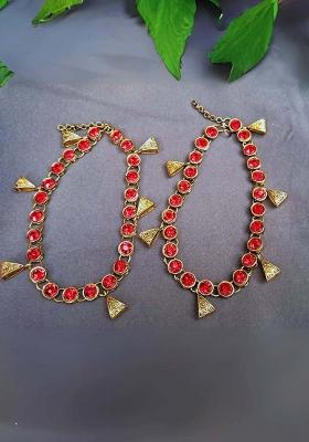 Red Solid Brass Anklet