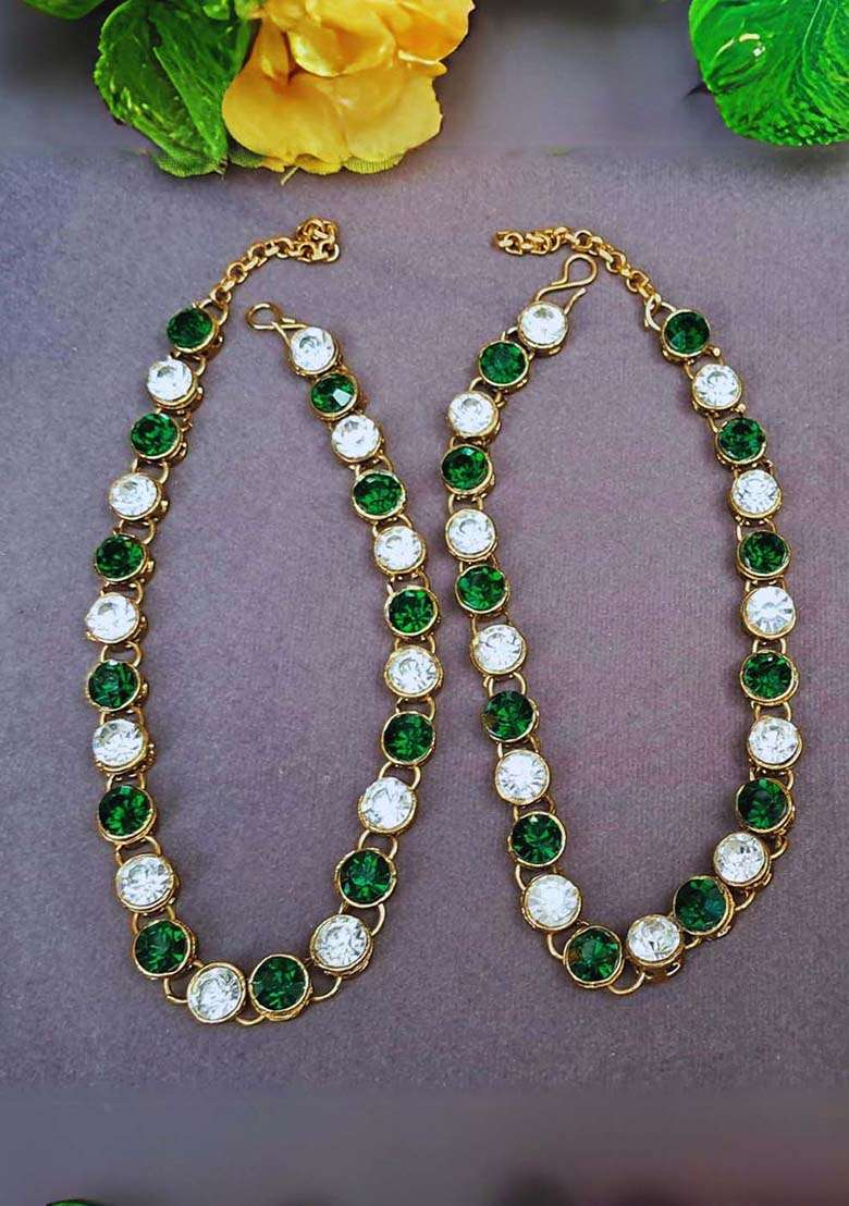 Multicolor Solid Brass Anklet - Indya