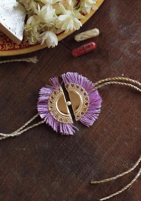 Lilac Tassel Rakhi With Roli Chawal