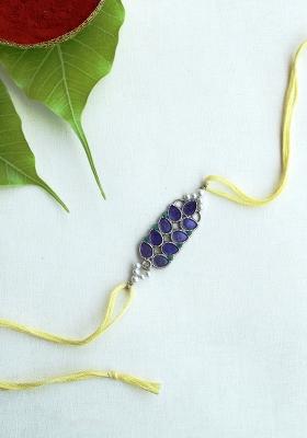 Purple Petal Vivid Vintage Rakhi With Roli Chawal