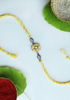 Sunshine Blossom Vivid Vintage Rakhi With Roli Chawal