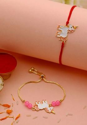 Kids Set Of 2 Unicorn Charm Detail Rakhi