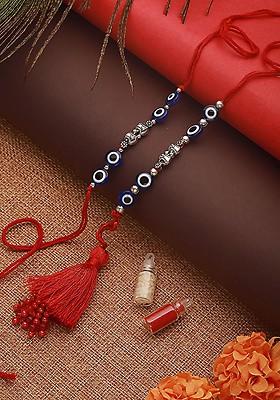 Evil Eye Bhaiya Bhabhi Tasselled Rakhi With Roli And Chawal