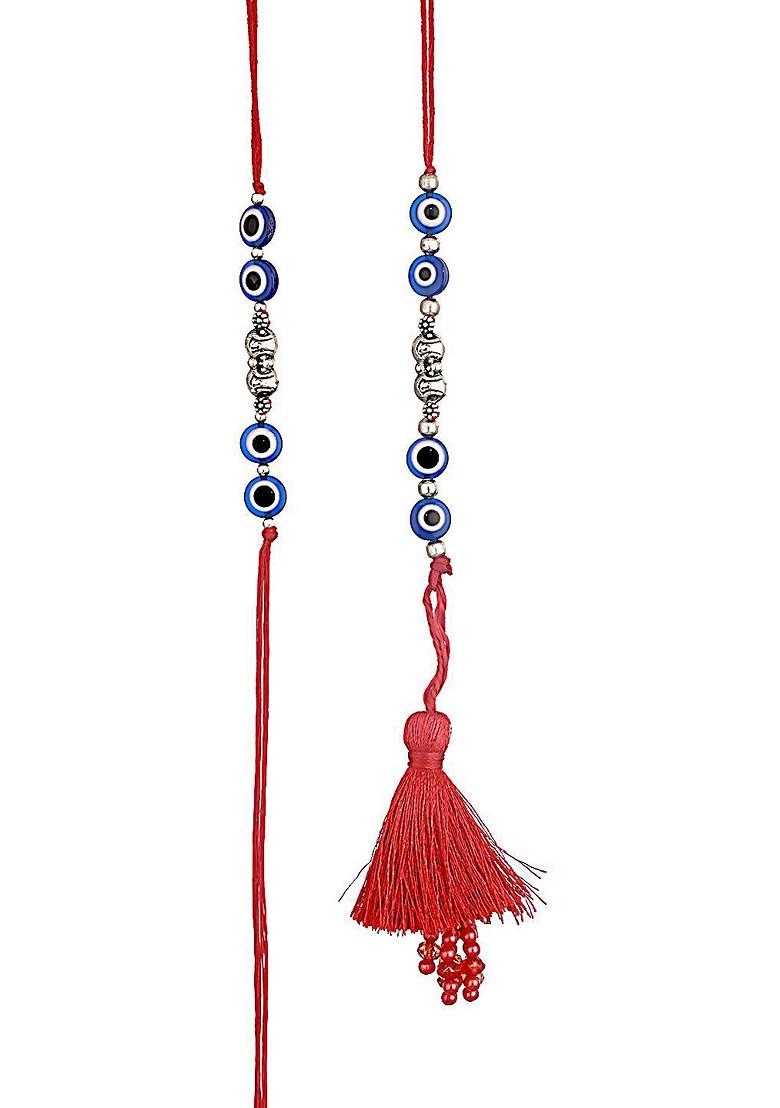 Evil Eye Bhaiya Bhabhi Tasselled Rakhi With Roli And Chawal - Indya