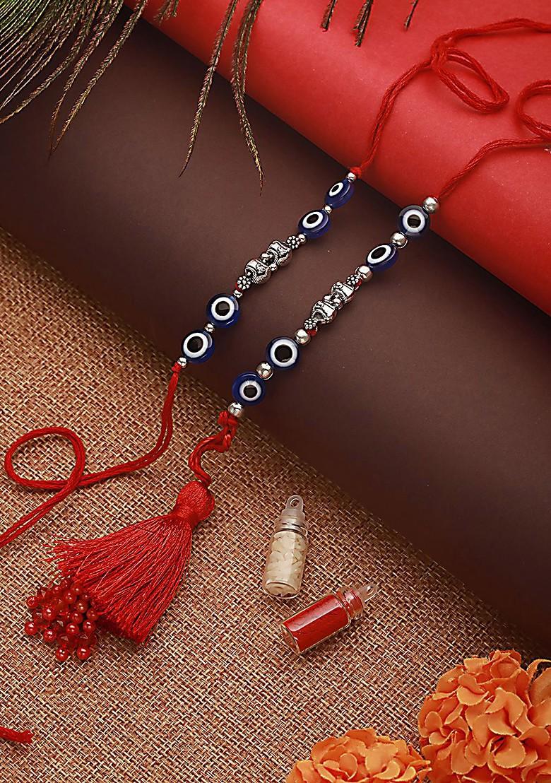 Evil Eye Bhaiya Bhabhi Tasselled Rakhi With Roli And Chawal - Indya