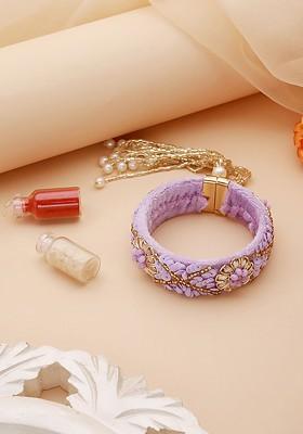Beaded Bangle Style Tassels Wraparound Bhabhi Rakhi With Roli Chawal