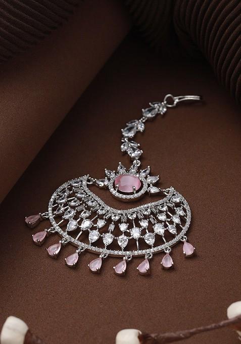 Silver Plated Ad Studded Maang Tika