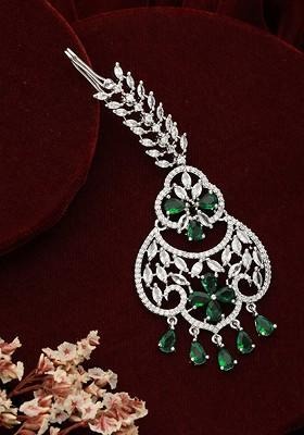 Silver Plated Ad And Cz Studded Maang Tikka