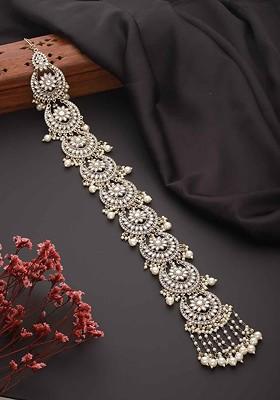 Kundan Studded And Pearl Beaded Embellished Choti Hair Accessory