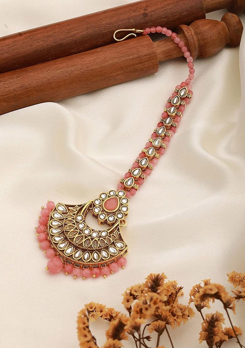 Gold Plated Kundan Studded Maang Tikka