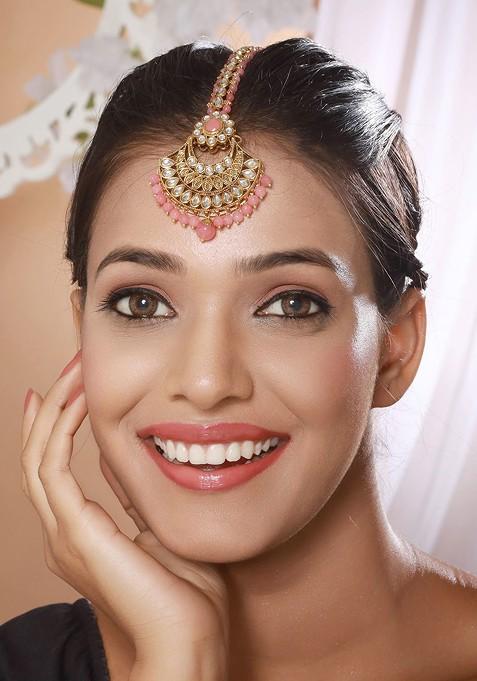 Gold Plated Kundan Studded Maang Tikka