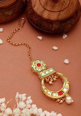 24Kt Gold Plated Kundan Studded Maang Tikka