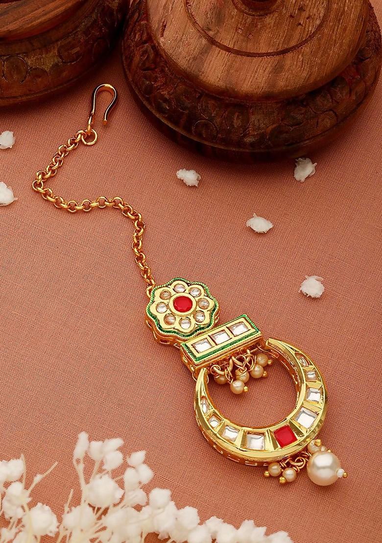 24Kt Gold Plated Kundan Studded Maang Tikka