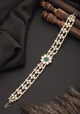 Gold Plated Kundan Studded And Beaded Matha Patti