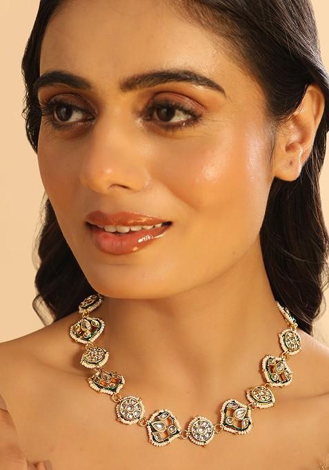 22K Gold Plated Kundan Studded And Artificial Beaded Matha Patti