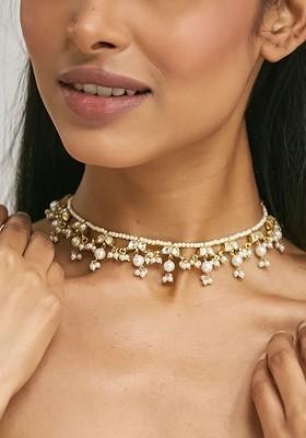 22K Gold Plated Kundan And Pearl Studded Matha Patti Head Jewellery