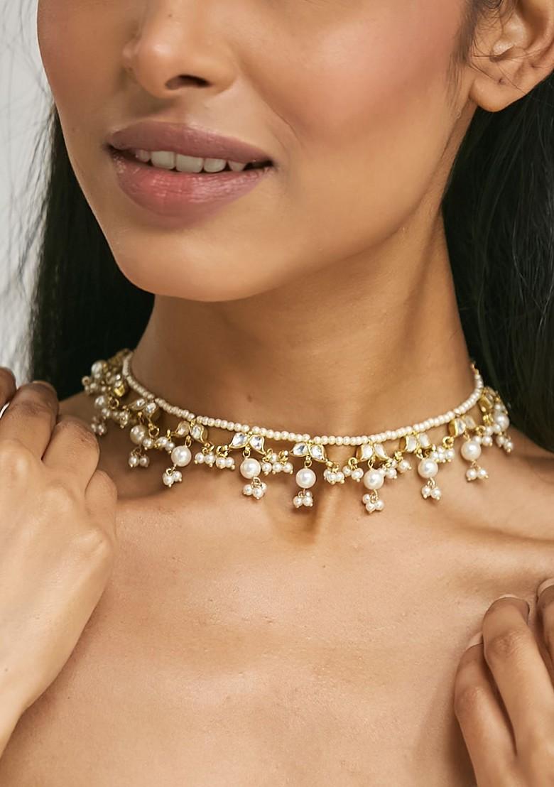 22K Gold Plated Kundan And Pearl Studded Matha Patti Head Jewellery