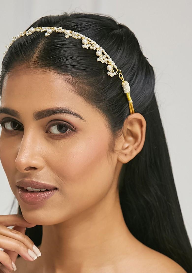 22K Gold Plated Kundan And Pearl Studded Matha Patti Head Jewellery