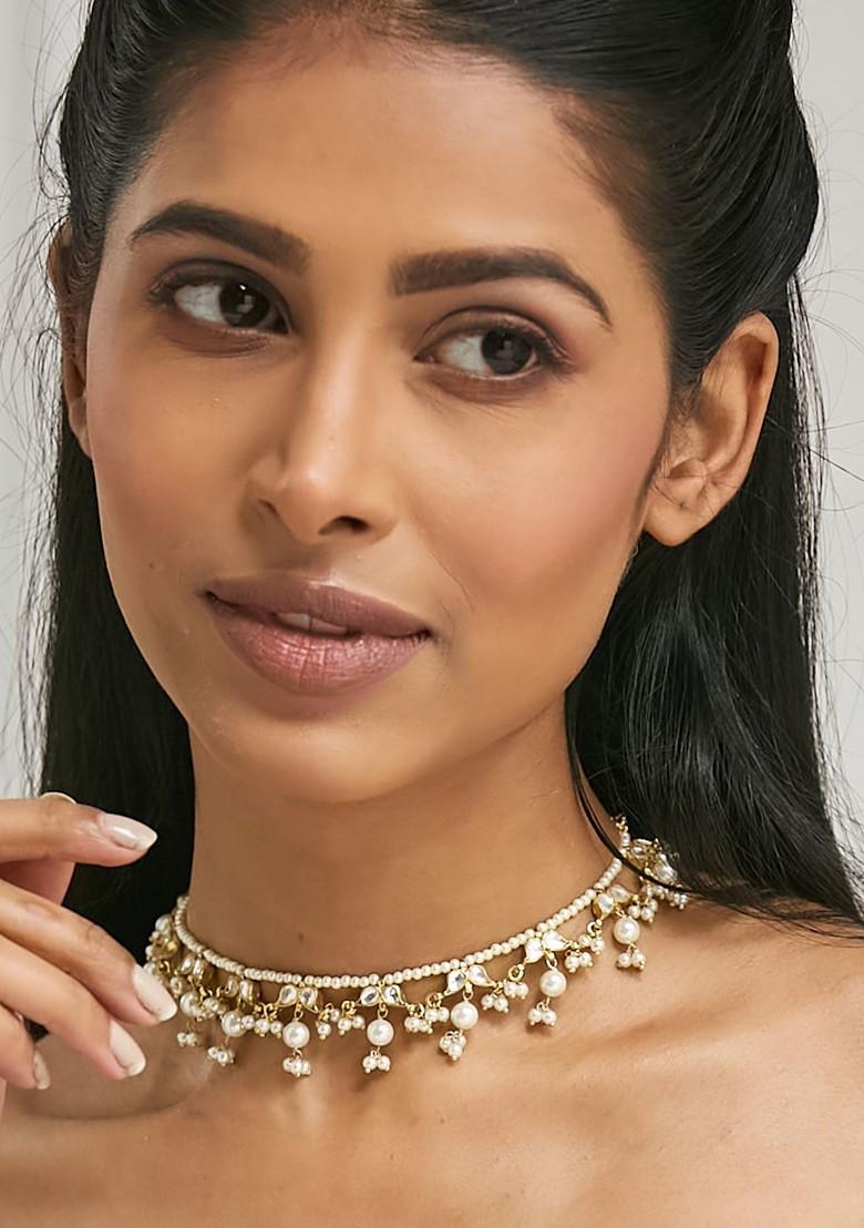 22K Gold Plated Kundan And Pearl Studded Matha Patti Head Jewellery