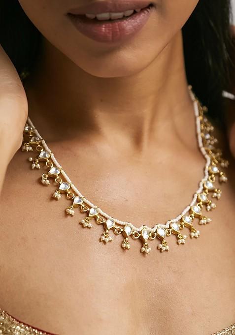 22K Gold Plated Crystal And Pearl Studded Matha Patti